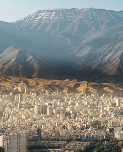 High angle view of buildings in city