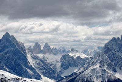 High angle shot of snow covered rocky mountains