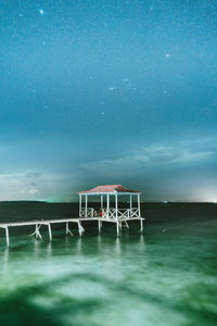Scenic view of sea against sky at night