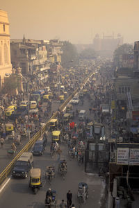 High angle view of city street