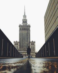 View of clock tower in city during winter