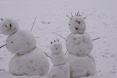 Close-up of sculpture on snow