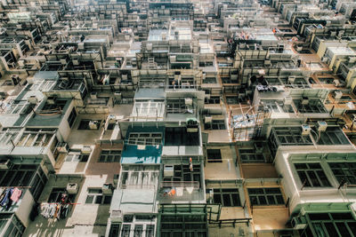 High angle view of buildings in city