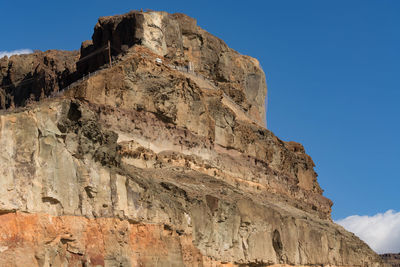 Low angle view of rock formations against sky