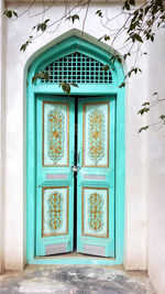 Closed door of old building