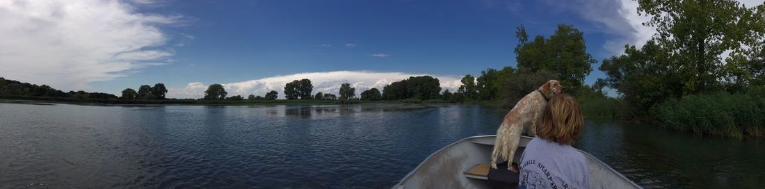 Panoramic view of boats in lake