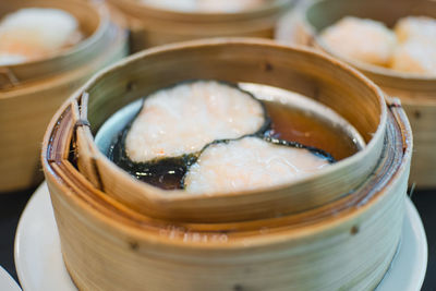 Close-up of sushi in box