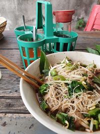 Close-up of food on table