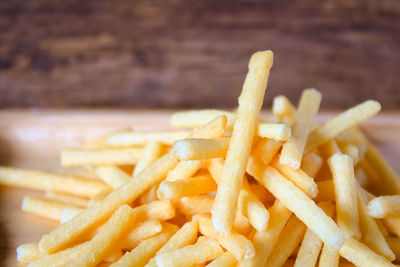 Close-up of fries on table