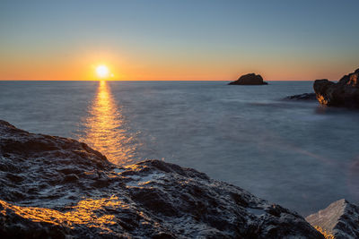 Scenic view of sea against sky during sunset