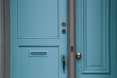 Full frame shot of closed blue door
