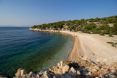 Scenic view of sea against clear sky