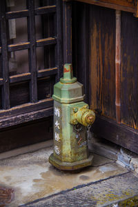 Old wooden door in abandoned building