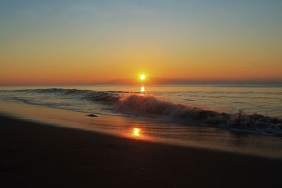 Scenic view of sea against sky during sunset