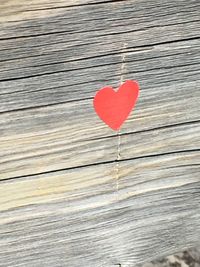 Close-up of heart shape on wood