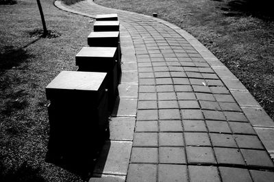 High angle view of footpath by street