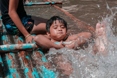 Boy on swimming pool