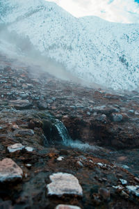 Aerial view of snowcapped mountains