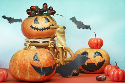 Close-up of pumpkin on table