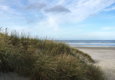 Scenic view of sea against cloudy sky