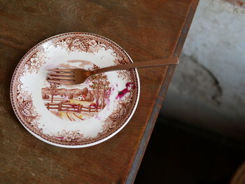 High angle view of ice cream on table