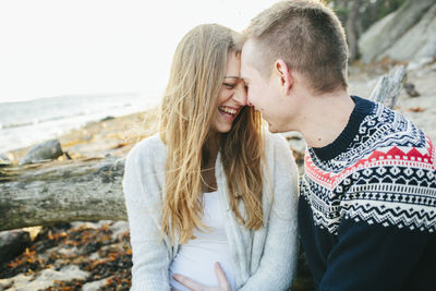 Young couple on beach