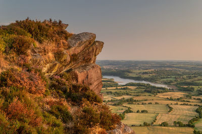 Scenic view of landscape against clear sky