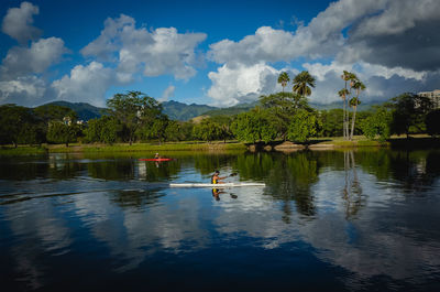 Scenic view of lake against sky