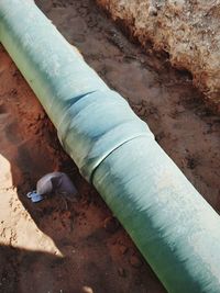 High angle view of pipe on wall