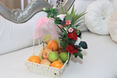 High angle view of fruits on table