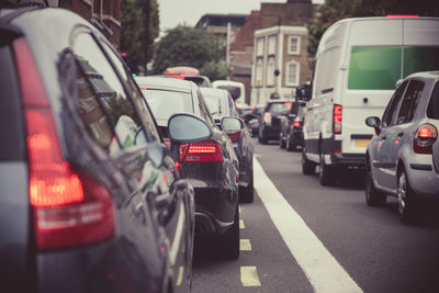 Traffic on road in city