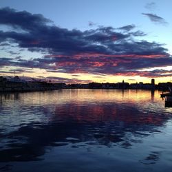 Scenic view of lake at sunset