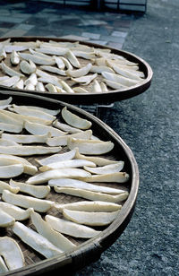 High angle view of bread in container