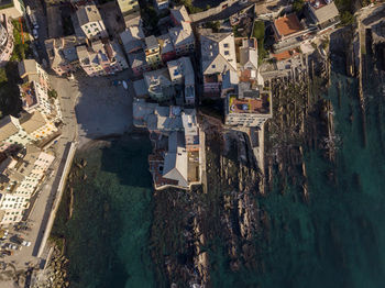 High angle view of buildings in city