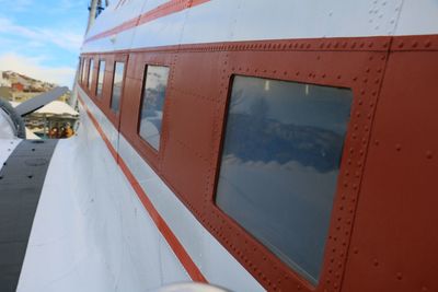 Close-up of airplane window