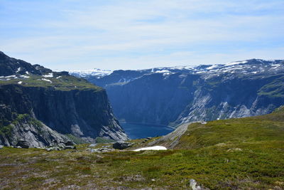 Scenic view of mountains against sky