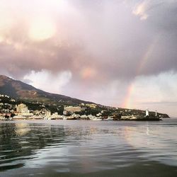 Scenic view of sea against cloudy sky