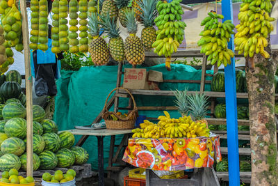 Various fruits for sale at market stall