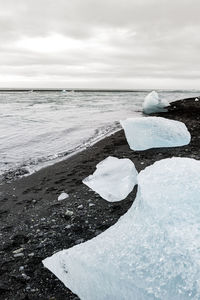 Scenic view of sea against sky during winter