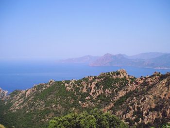 Scenic view of mountains against clear sky