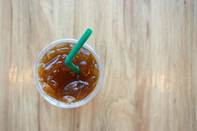 High angle view of coffee on table