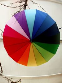 Low angle view of multi colored umbrella