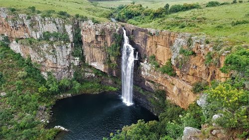 Scenic view of waterfall