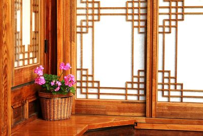 Close-up of flowers window