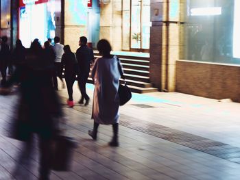 Woman walking in city