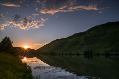 Panoramic landscape with view to the moselle village lieser close to bernkastel, germany