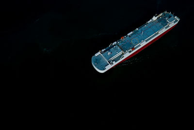 High angle view of boat against black background