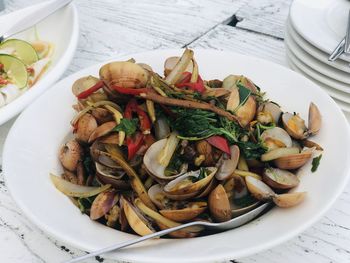 High angle view of meal served in plate