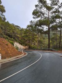 Road amidst trees against sky