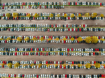 Full frame shot of multi colored cars at parking lot
